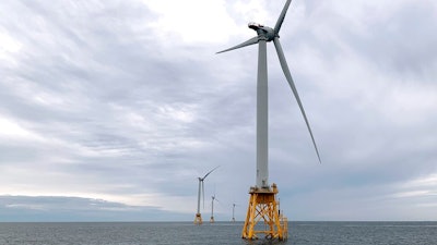 Deepwater Wind's turbines stand in the water off Block Island, R.I., Aug. 23, 2019.