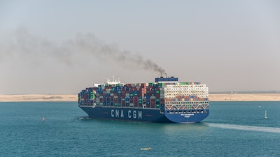 Container ship passes through the Suez Canal, Nov. 2019.