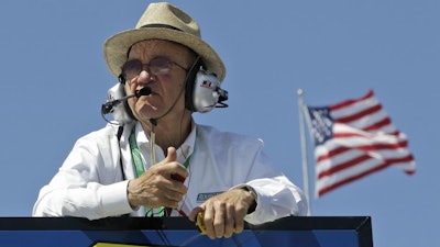 Jack Roush watches practice for the NASCAR Sprint Cup series race at Martinsville Speedway, Martinsville, Va., April 5, 2013.