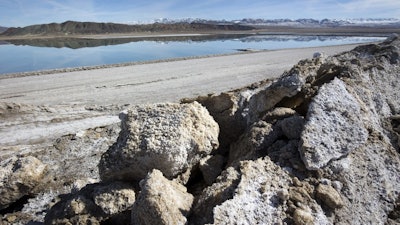 Waste salt shown near an evaporation pond at the Silver Peak lithium mine near Tonopah, Nev., Jan. 30, 2017.