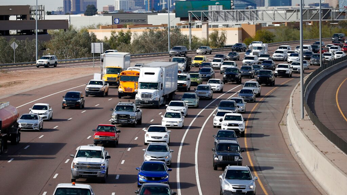 Early rush hour traffic on I-10 in Phoenix, Jan. 24, 2020.