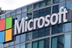 Microsoft logo in Issy-les-Moulineaux, France, April 12, 2016.