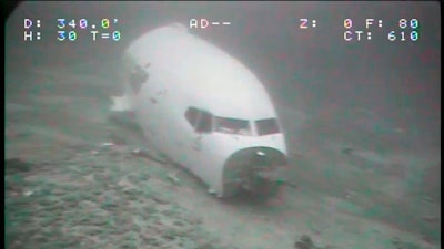 The jet cabin from Transair Flight 810 rests on the Pacific Ocean floor off the coast of Honolulu, July 8, 2021.