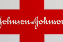 Johnson & Johnson logo on the exterior of a first aid kit in Walpole, Mass., Feb. 24, 2021.