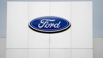 A Ford logo at Country Ford in Graham, N.C., July 27, 2021.
