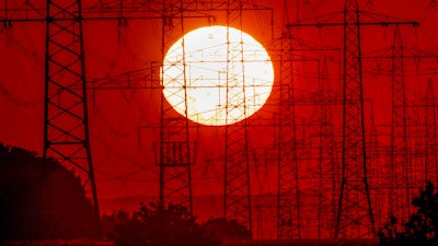 Power poles in Frankfurt, Germany, June 23, 2020.