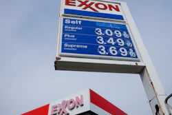 Exxon service station sign in Philadelphia, April 28, 2021.