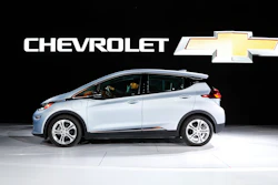 In this Jan. 9, 2017 file photo the Chevrolet Bolt is on display at the North American International Auto Show in Detroit. General Motors is recalling some older Chevrolet Bolts, Friday, July 23, 2021, for a second time to fix persistent battery problems that can set the electric cars ablaze.