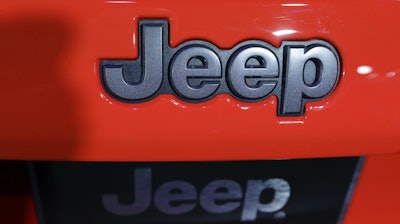 Jeep logo at the Los Angeles Auto Show, Nov. 17, 2016.