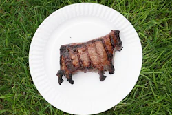 Wazer used its desktop waterjet cutting machine and a grill to make a steak in the shape of a cow.