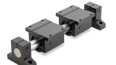 Figure 2. A round rail system consists of a shaft, a carriage and end caps.