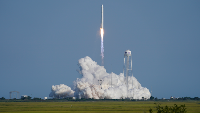 Northrop Grumman's Antares rocket lifts off the launch pad at the NASA Test Flight Facility, Wallops Island, Va., Aug. 10, 2021.