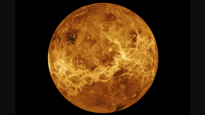 Image of the planet Venus made with data from the Magellan spacecraft and Pioneer Venus Orbiter.
