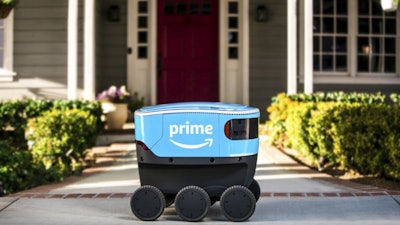 Amazon's Scout self-driving delivery robot.