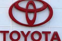 Toyota logo on a dealership in Manchester, N.H., Aug. 15, 2019.
