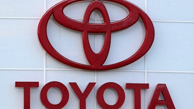 Toyota logo on a dealership in Manchester, N.H., Aug. 15, 2019.