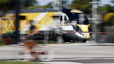 Brightline passenger train in Oakland Park, Fla., Nov. 27, 2019.