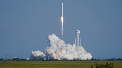 Northrop Grumman's Antares rocket lifts off the launch pad at the NASA Test Flight Facility, Wallops Island, Va., Aug. 10, 2021.