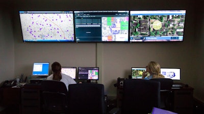ShotSpotter technologies in a strategic decision support center at the Chicago Police Department's 11th district headquarters, Feb. 8, 2017.