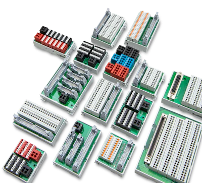 Figure 1: Interface modules, like the Dinkle models shown here, provide a universal and standardized way for OEMs and designers to obtain safe and reliable controller I/O connectivity.
