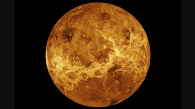 Image of the planet Venus made with data from the Magellan spacecraft and Pioneer Venus Orbiter.