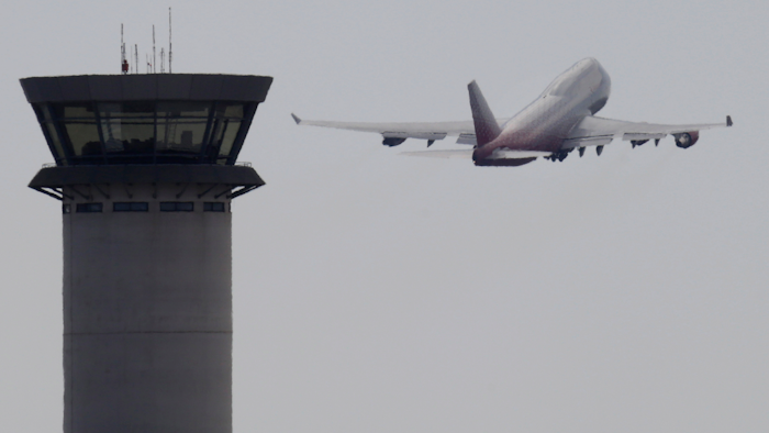 An aircraft takes off from Larnaca, Cyprus, Oct. 7, 2017.