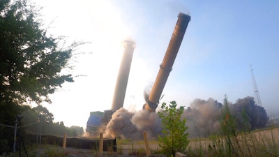Implosion of the idled Colbert Fossil Plant, Tuscumbia, Ala., Aug. 25, 2021.