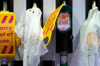 Closed pumps at a petrol station in Manchester, England, Sept. 27, 2021.