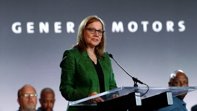 General Motors Chairman and CEO Mary Barra during the opening of contract talks with the United Auto Workers in Detroit, July 16, 2019.