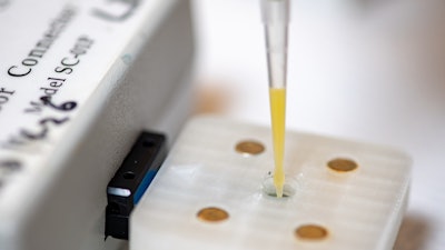 Engineers tested the sensor device on samples of orange juice that they spiked with glyphosate for the study.