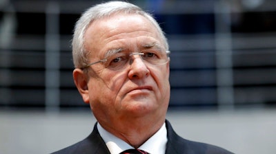 Former Volkswagen CEO Martin Winterkorn arrives for questioning by an investigative committee of the German federal parliament, Berlin, Jan. 19, 2017.