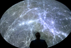Hadrien Gurnel, software engineer EPFL's Laboratory for Experimental Museology (eM+), explores a map of the universe with the virtual reality software VIRUP, St-Sulpice, Switzerland, Oct. 12, 2021.