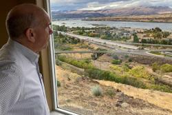 Mayor Richard Mays looks at the Columbia River from his hilltop home, The Dalles, Ore., Oct. 5, 2021.