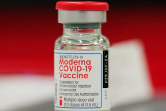 A vial of the Moderna COVID-19 vaccine at a hospital in Denver, Dec. 23, 2020.