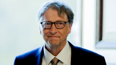 Bill Gates arrives for a meeting in Berlin, Oct. 16, 2018.