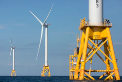 In this Aug. 15, 2016 file photo, three of Deepwater Wind's five turbines stand in the water off Block Island, R.I, the nation's first offshore wind farm. Interior Secretary Deb Haaland says the Biden administration will hold lease sales for up to seven offshore wind farms on the East and West coasts and in the Gulf of Mexico in the next four years.