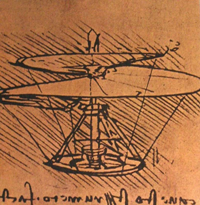Leonardo Da Vinci designed a propeller–driven helicopter in 1481.