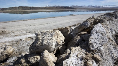 Waste salt shown near an evaporation pond at the Silver Peak lithium mine near Tonopah, Nev., Jan. 30, 2017.