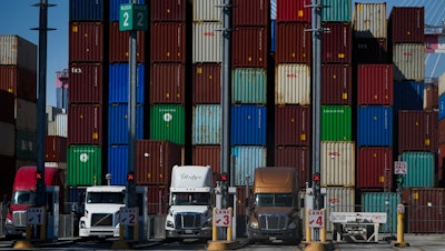 Containers stacked at the Port of Long Beach in Long Beach, Calif., Oct. 1, 2021.