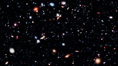 Galaxies captured by the Hubble Space Telescope in observations from 2002-2009.