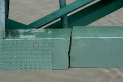This undated photo released by the Tennessee Department of Transportation shows a crack in a steel beam on the Interstate 40 bridge, near Memphis, Tenn. The crack in a steel beam that forced the closure of the Interstate 40 bridge connecting Arkansas and Tennessee for three months likely began when the span was fabricated in the 1970s and went undetected for years, a report by Arkansas' Transportation Department released Thursday, Nov. 11, 2021, said.