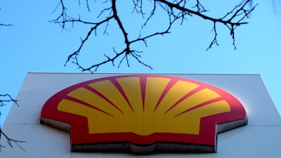 Shell logo at a petrol station in London, Jan. 20, 2016.