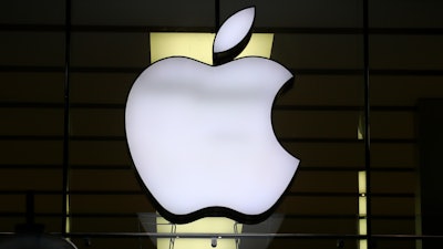 Apple logo at a store in Munich, Dec. 16, 2020.