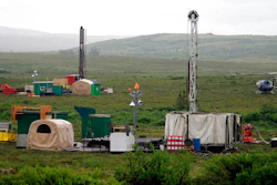 Workers with the Pebble Mine project test drill in the Bristol Bay region of Alaska, near the village of Iliamma, on July 13, 2007. The U.S. Environmental Protection Agency announced Wednesday, Nov. 17, 2021, it is extending through May a timeline to decide how or whether to proceed with proposed restrictions on mining in Alaska's Bristol Bay region, which is known for its salmon runs.