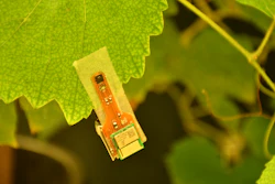 Hooks printed with the use of a photosensitive resin have been assembled together with electronics and sensors for light, temperature and humidity within a unified system, creating intelligent clips for the wireless monitoring of the plant through both sides of the leaf.