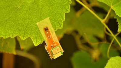 Hooks printed with the use of a photosensitive resin have been assembled together with electronics and sensors for light, temperature and humidity within a unified system, creating intelligent clips for the wireless monitoring of the plant through both sides of the leaf.