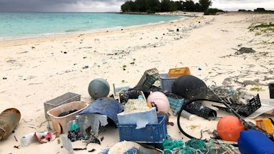 Plastic and other debris on the beach on Midway Atoll in the Northwestern Hawaiian Islands, Oct. 22, 2019.