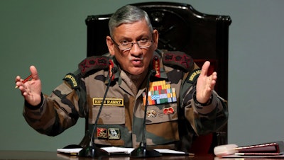 Indian Army Chief Bipin Rawat during a press conference in New Delhi, Jan.12, 2018.