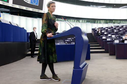 European Commissioner Margrethe Vestager during a debate on the Digital Markets Act at the European Parliament in Strasbourg, France, Dec.14, 2021.