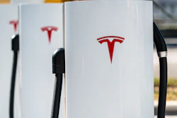 Tesla Superchargers in Austin, Texas, March 2021.